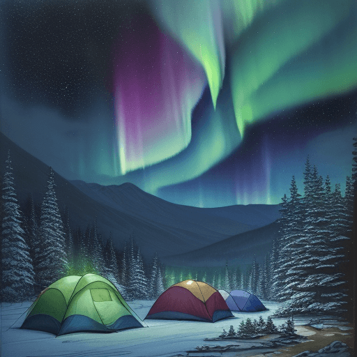 AI generated: Hyper realistic ground level watercolor of night sky phenomena, northern lights, comet, supernova, c...