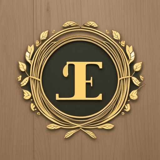 AI generated: Golden home  leaf logo featuring intertwined letters 'TE'