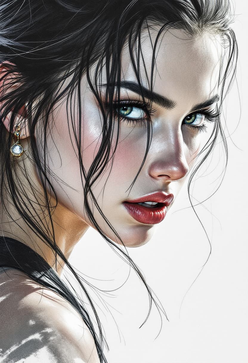 AI generated: Sketch, Beautiful colored pencil line art, Beautiful curves and lines, Fine brush technique, Beautif...