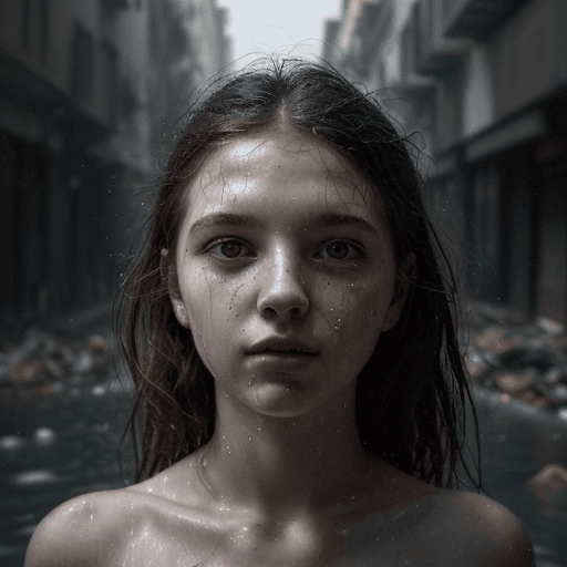 AI generated: 8k uhd,by Alessio Albi, dusty particles depth of field,detailed BREAK young girl whose face is cente...