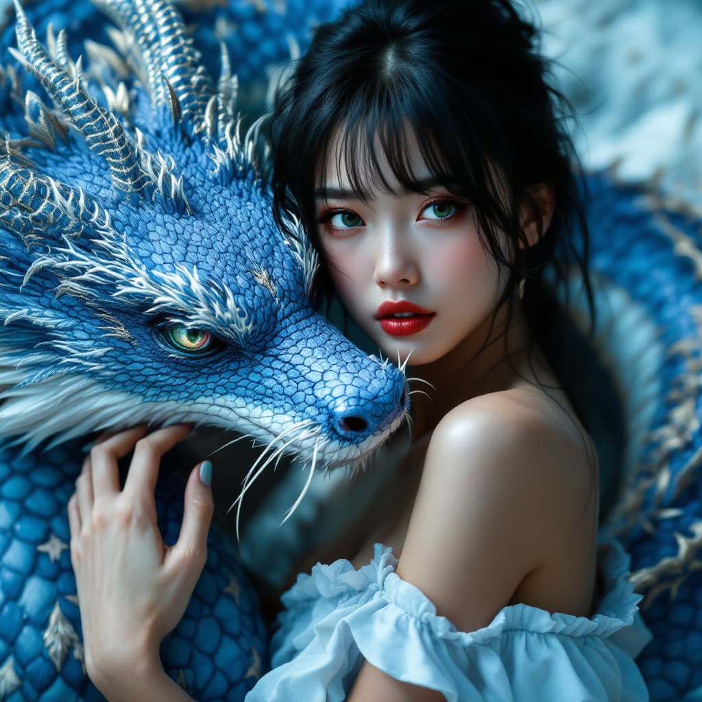 AI generated: Full bodies shot, Chinese Mythology, and Polynesian mythology, depicting a stunning Emo, Gothic, Cyb...