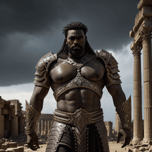 AI generated: God-King Darius: Capture the imposing figure of God-King Darius in a hyper-realistic photograph set ...