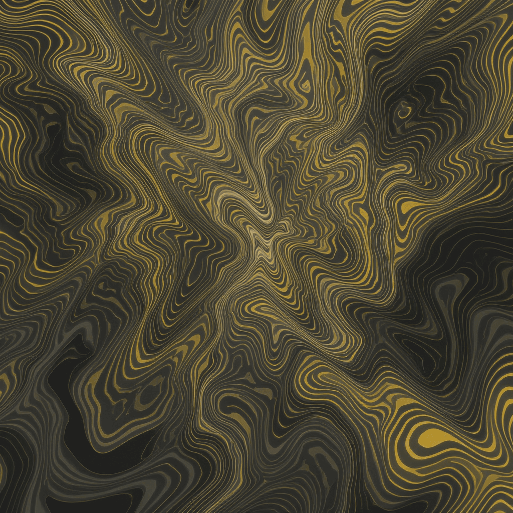 AI generated: An abstract psychedelic pattern made of smooth, wavy yellow lines on a transparent or black backgrou...