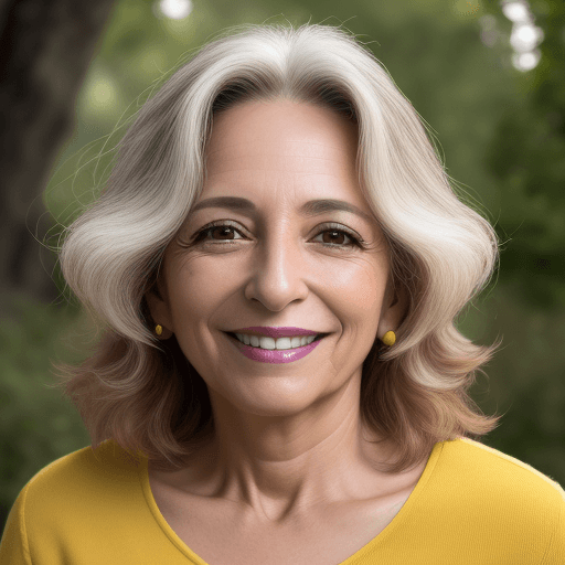 AI generated: Foto de una mujer, 30 años de edad, cabello castaño, gran sonrisa, short, amarillo, exterior, 4k.