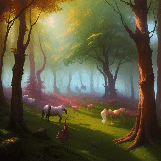AI generated: Unicorns of the Forest - Marc Simonetti , painting