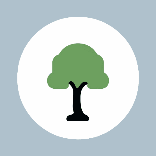 AI generated: I simple icon that combines a tree and a hotel, transparent background. Icon style.