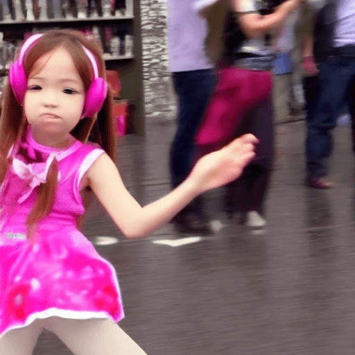 AI generated: anime cute little girl dancing