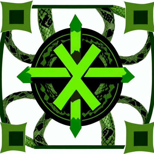 AI generated: logo with green cross, three towels and a snake