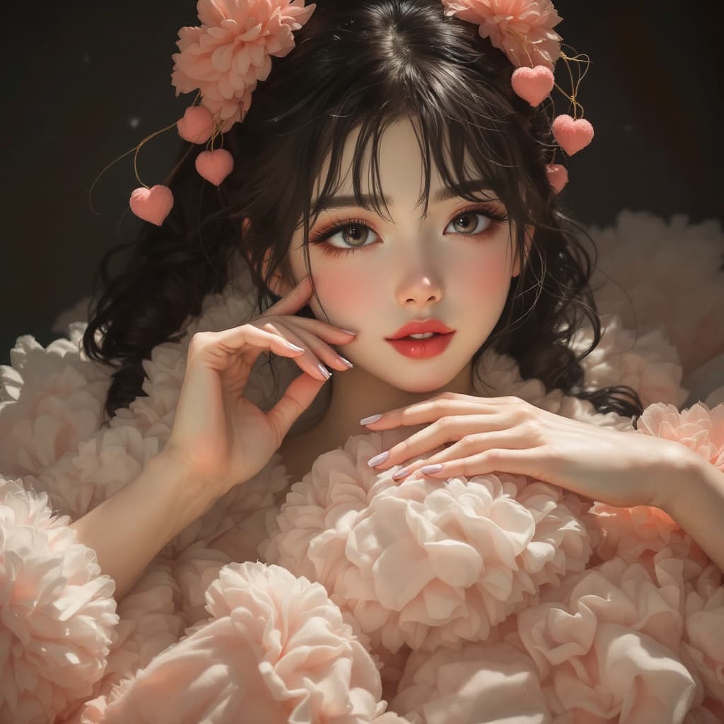 AI generated: masterpiece, cute girl touching puffy, touching, large puffy