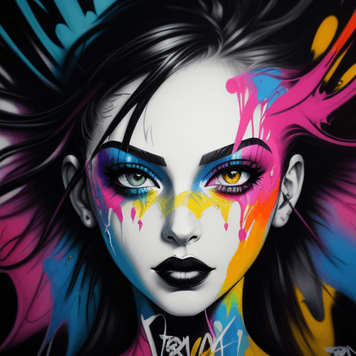 AI generated: graffiti art, splash art, street art, spray paint, oil gouache melting, acrylic, high contrast, blac...