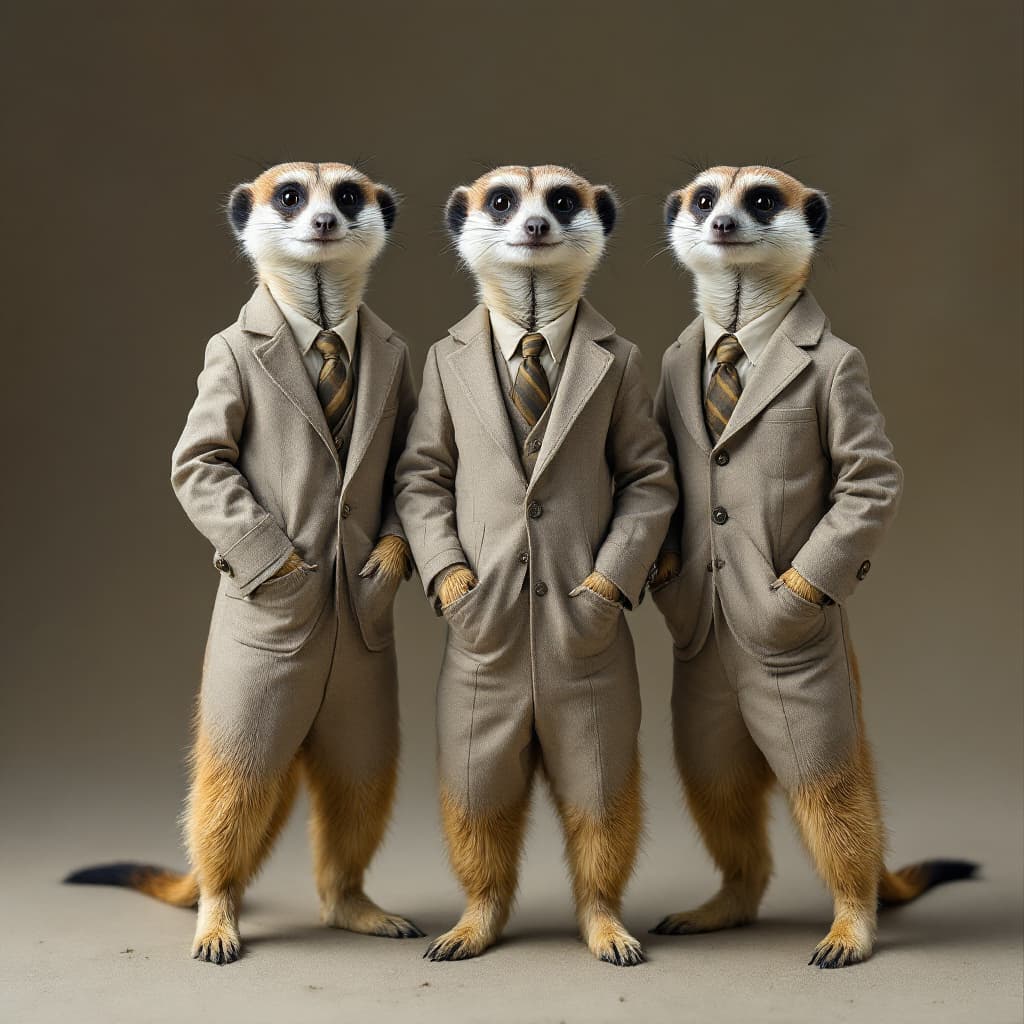 AI generated: a trio of meerkats in zoot suits
