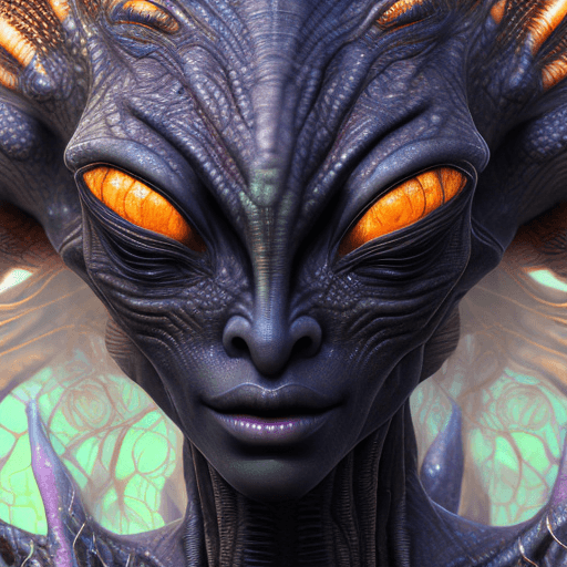 AI generated: A close up portrait of a (((fantasy mesmerizing alien humanoid female, amazingly beautiful ethereal ...
