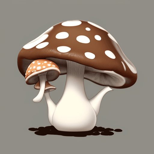 AI generated: Happy mushroom drinking coffee white background