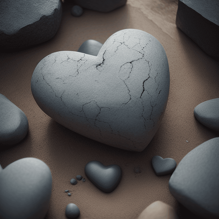 AI generated: stone heart, photographic cinematic