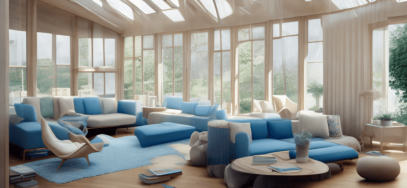 AI generated: High resolution photography interior design, dreamy sunken living room conversation pit, wooden floo...