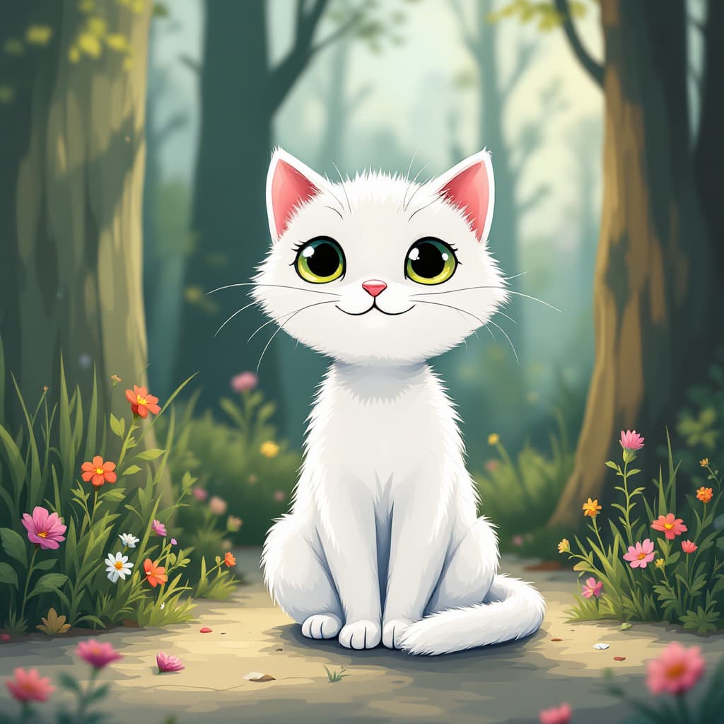 AI generated: A cute cartoon white cat