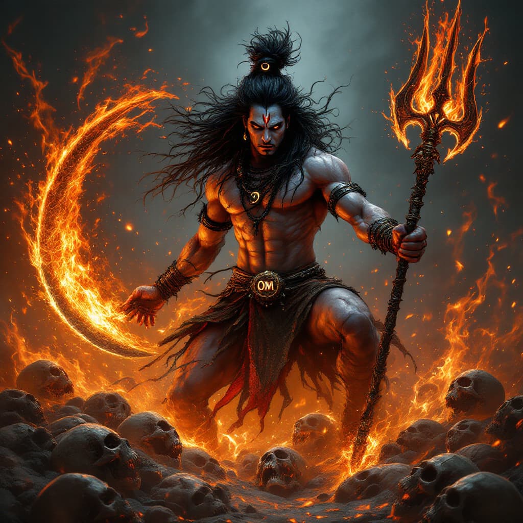 AI generated: Create a hyper realistic 128k photorealistic portrait image of a powerful Lord Shiva Muscular body L...