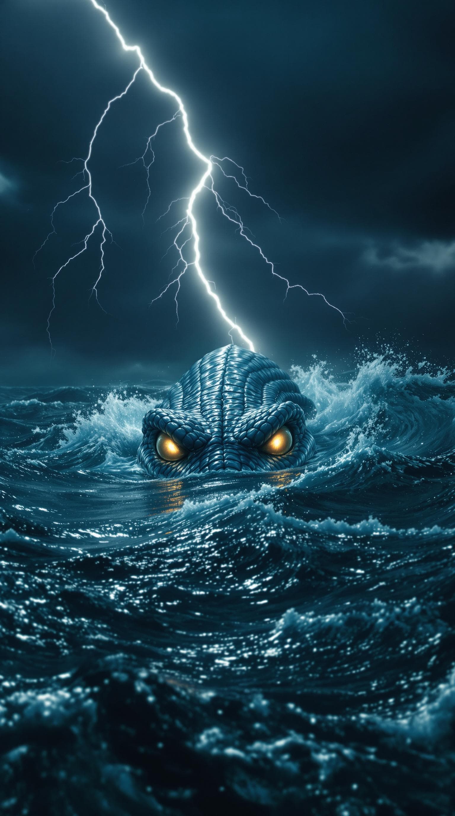 AI generated: cinematic SHOT: 
OPEN OCEAN. LARGE KRAKEN sea monster EMERGING FROM THE OCEAN DEPTHS WITH ITS LARGE ...