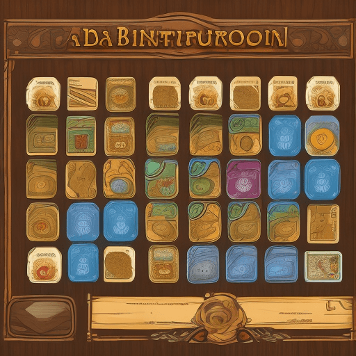 AI generated: A board game UI botton UI , with wood background , persian miniator style