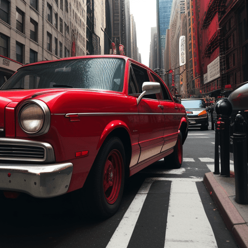 AI generated: A red car on the streets of Newyork. Only color that i see is red