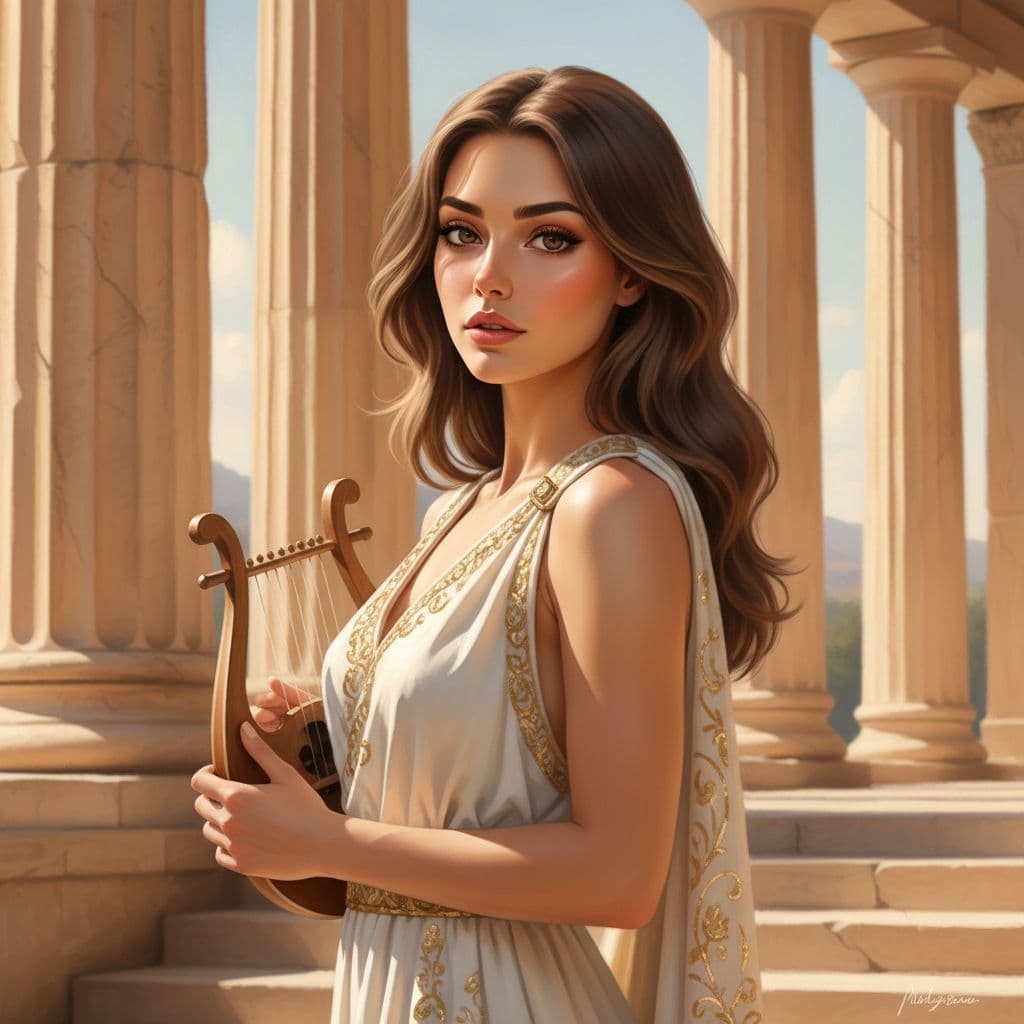 AI generated: A breathtaking digital depiction of a Greece-inspired female figure exuding timeless elegance and wi...