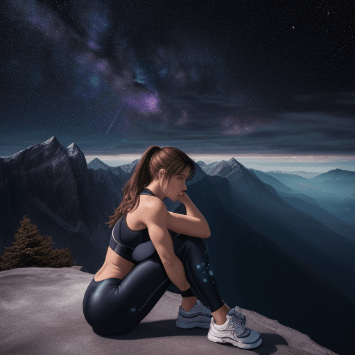 AI generated: (masterpiece, best quality:1.3),best aesthetic, a brunet woman wearing (gym clothes:1.1) and sitting...