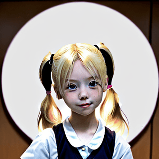 AI generated: Loli with blonde hair styled as pigtails at a elementary school.