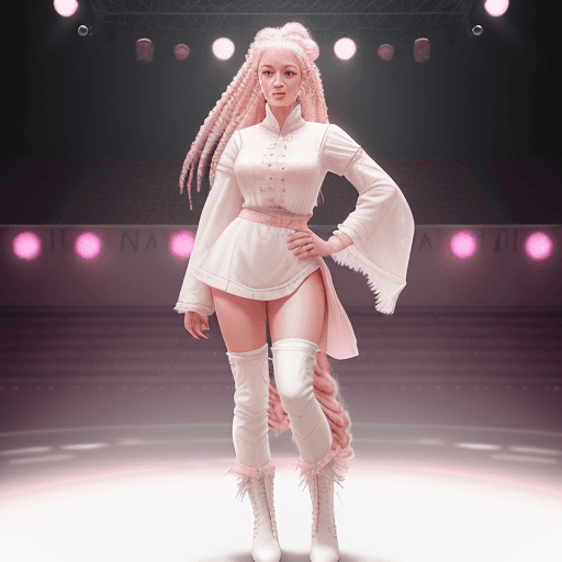 AI generated: realistic , (((full body image))) of an incredibly adorable woman, light freckles, pink makeup, whit...