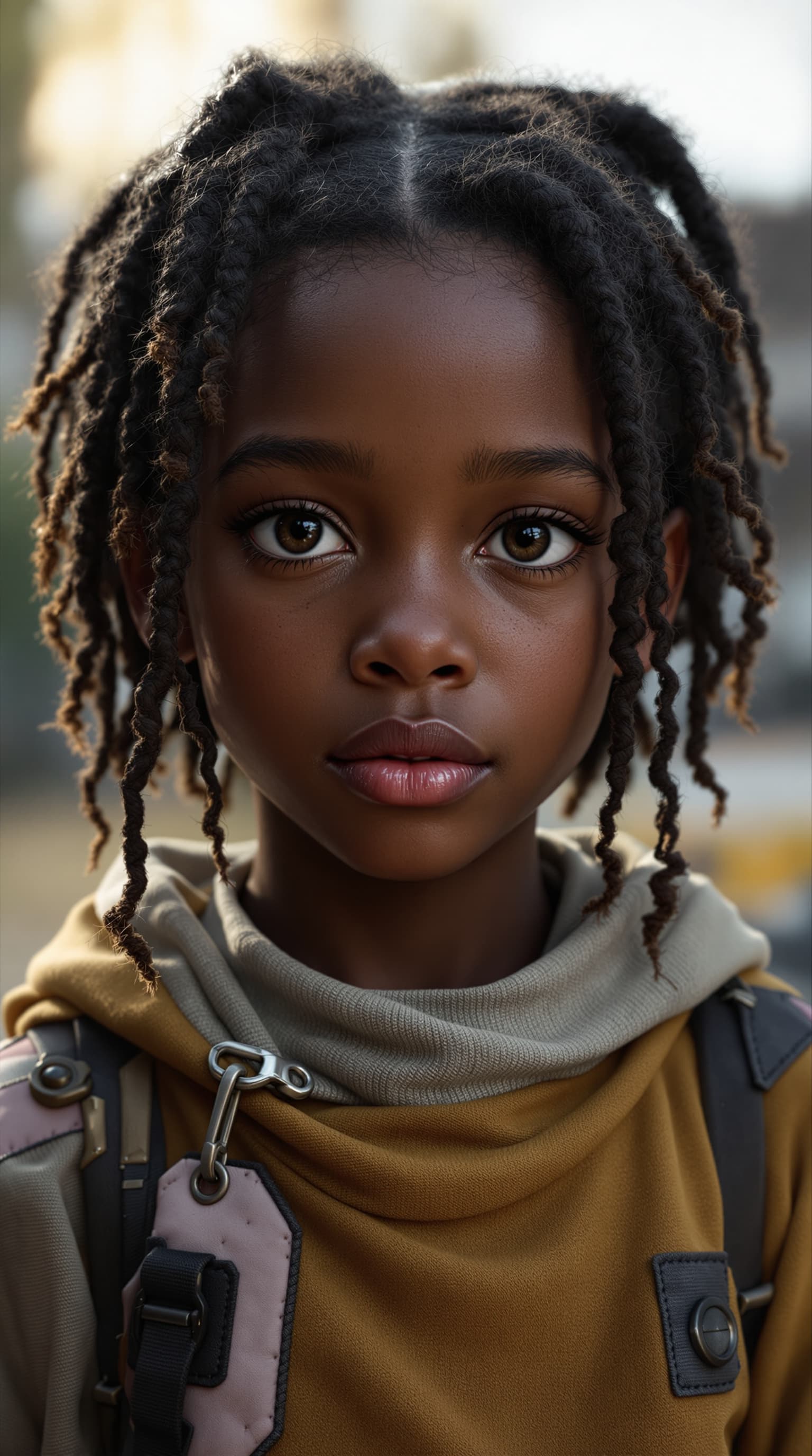 AI generated: A hyper-realistic depiction of Hala Finley as Ojo, age ten, viewing full-body, from We Can Be Heroes...