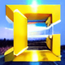 AI generated: a bright contrast yellow string letter "e" in blue sky during sunset, slightly rotated in horizontal...