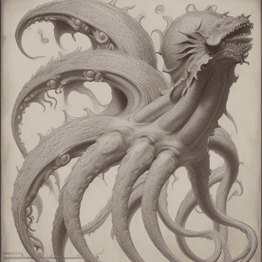 AI generated: cthulhuid Monster anatomy drawing, drawn by davinci, Leonardo davinci, drawing, ultra high detail, f...