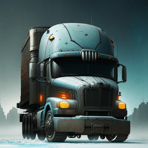 AI generated: Iceroad trucker, dieselpunk, biopunk, dreampunk, fractal art, surreal, cubistic art, painterly, styl...