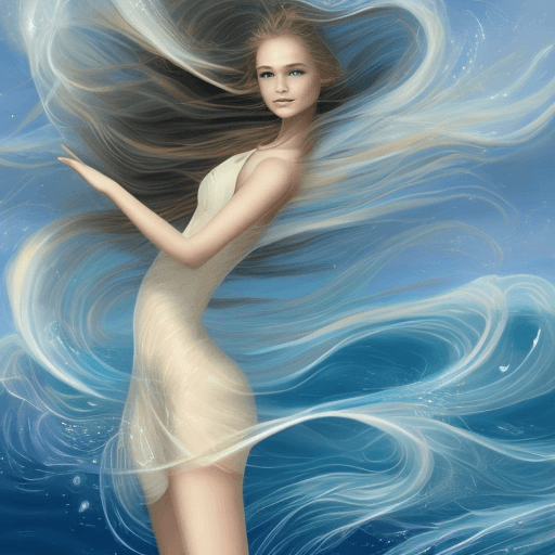 AI generated: "/imagine A radiant blonde-haired girl effortlessly gliding through the sapphire waves of an expansi...