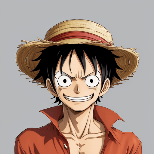 AI generated: a sticker of Monkey D. Luffy from one piece, straw hat, smirk smile, anime style, minimalist design ...
