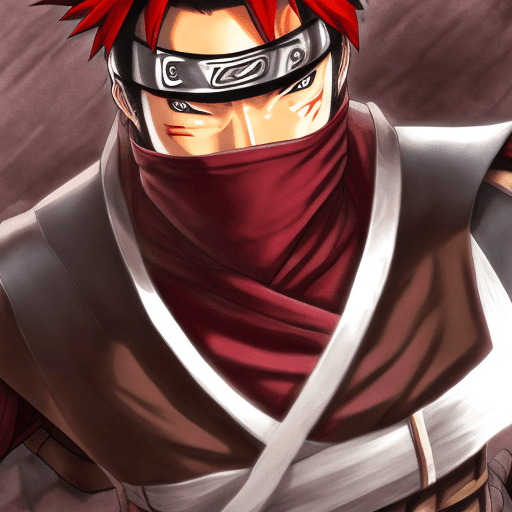 AI generated: TNG, 
shinobi male with brown hair and crimson eyes wearing anbu armour and shinobi headband, naruto...
