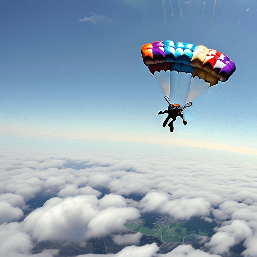 AI generated: Skydiver falling through the clouds