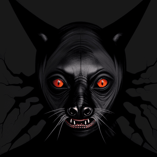 AI generated: Horror black creature,scary animal,sore face,