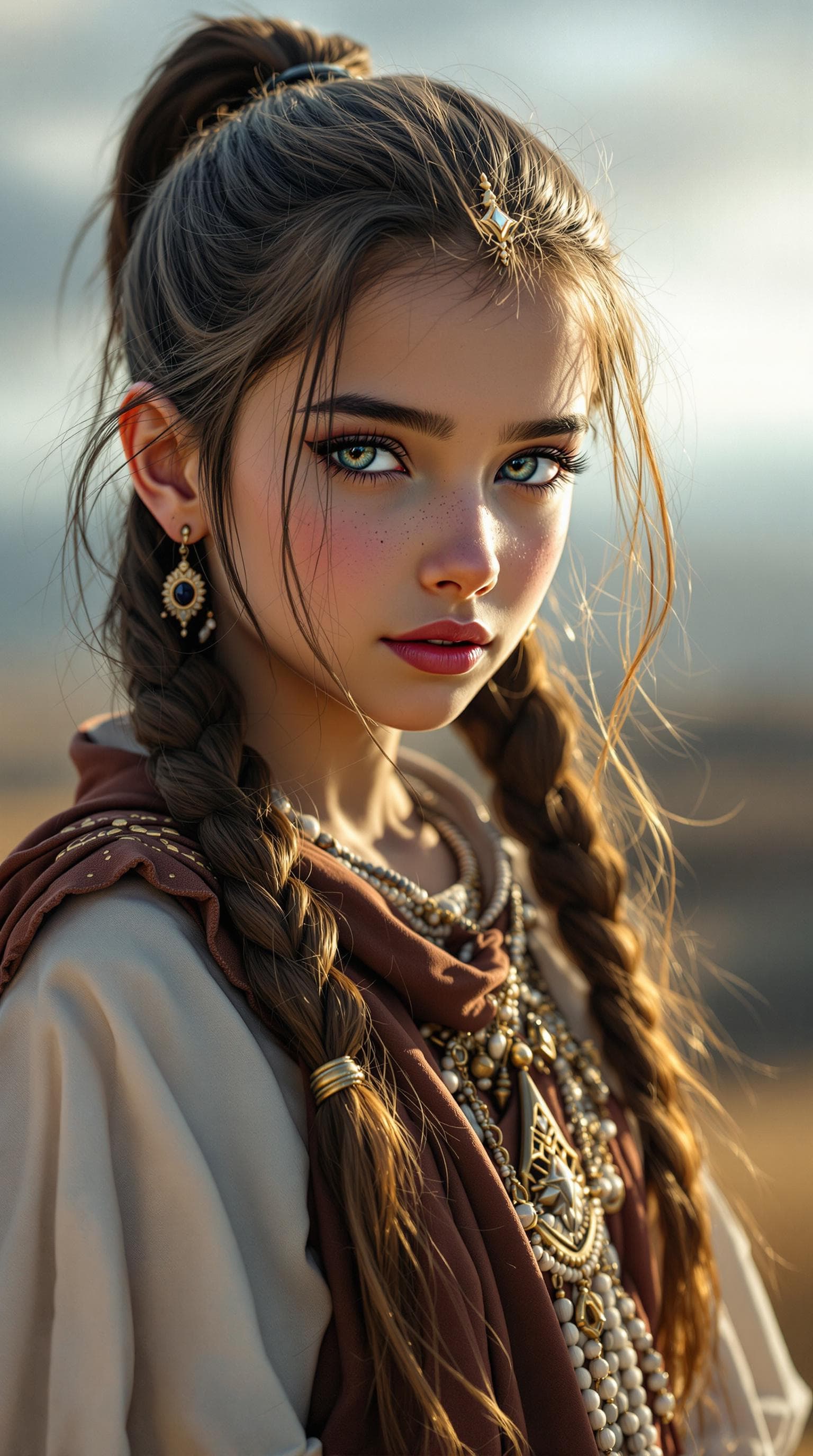 AI generated: a professional photo of a exceptionally beautiful girl in the world (age 9), (nine year old),  Egypt...