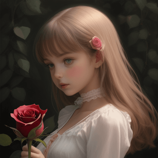 AI generated: girl and a rose