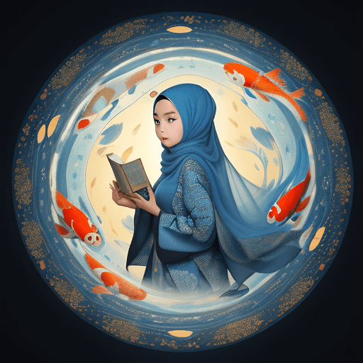AI generated: masterpiece, concept art, Picture a scene resonating with serenity and imagination. A young malay gi...