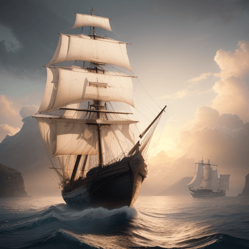 AI generated: Photo of a ultra realistic sailing ship, dramatic light, pale sunrise, cinematic lighting, battered,...