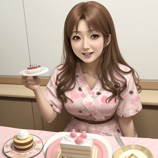 AI generated: Hasegawa chisato, eat cake 
