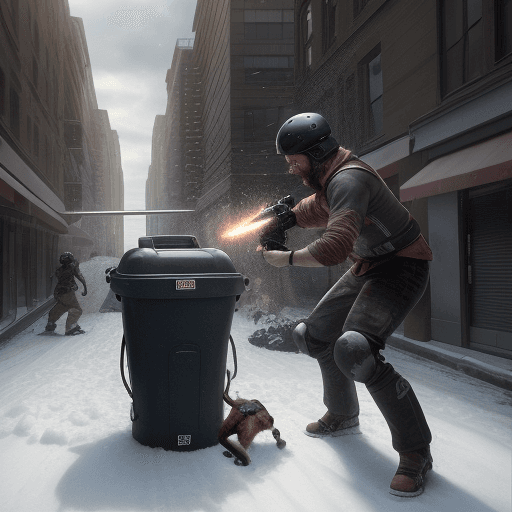 AI generated: Hyper realistic photo of an epic battle, between a camera man and a skibidi toilett, in a city