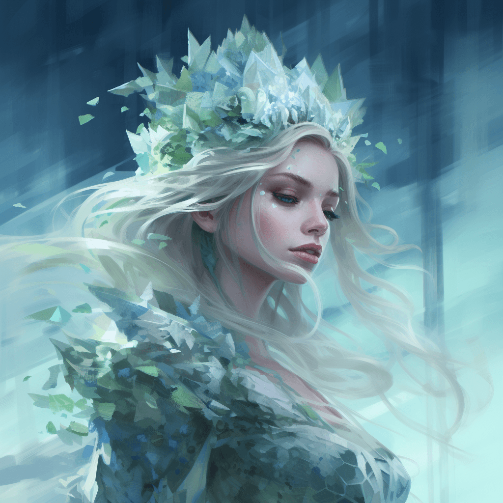 AI generated: A fairy in ice, in the style of fantasy influenced, yanjun cheng, alejandro burdisio, emerald, natur...