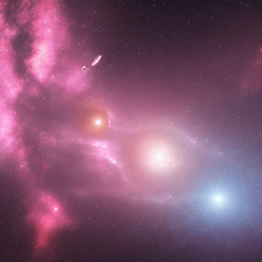AI generated: A small spacecraft sets off for a universe full of stars, galaxies, and colorful planets. The sky is...