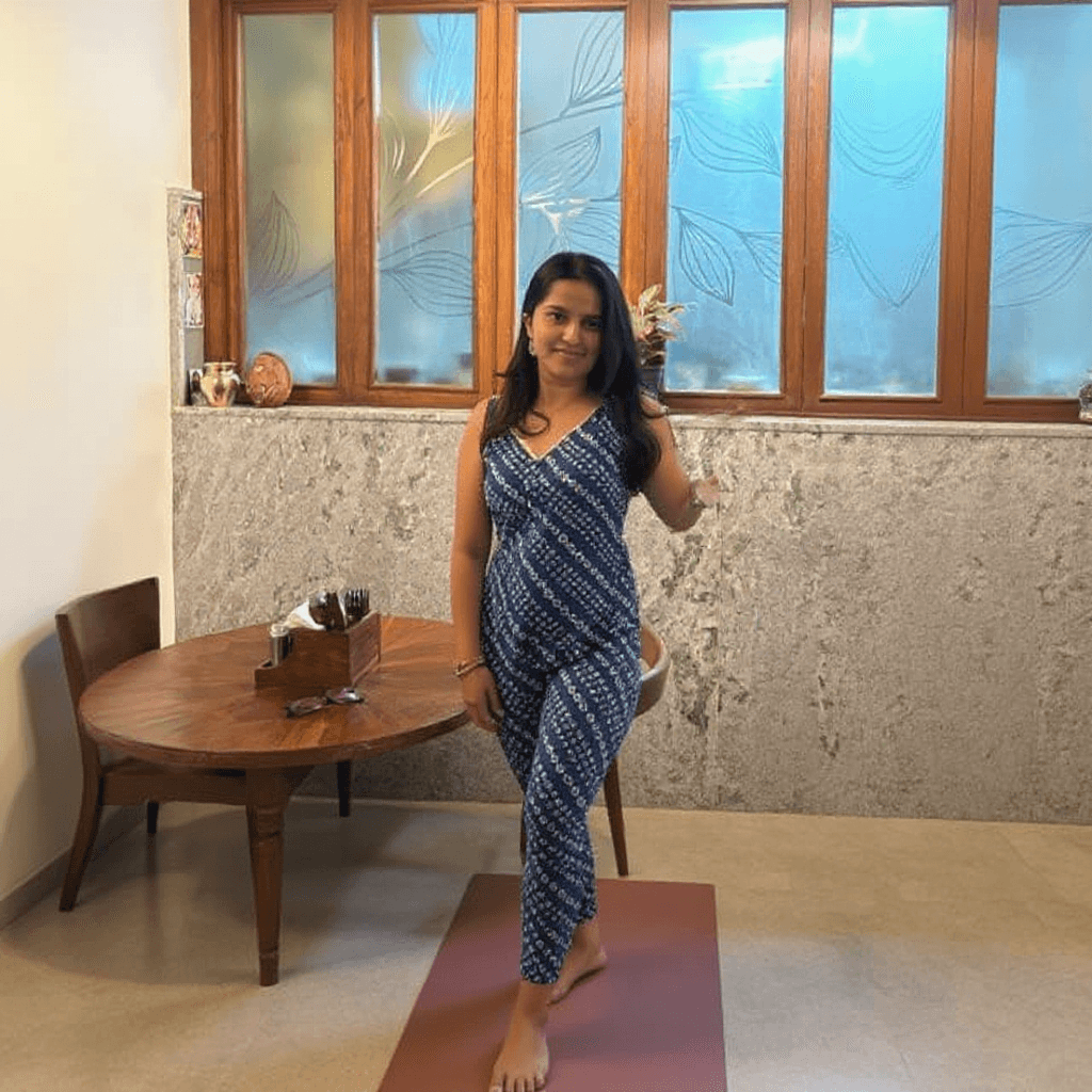 AI generated: full body view of a girl doing yoga
