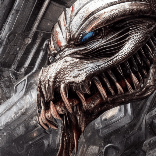 AI generated: a highly detailed cuper closeup cinematic rendering of a predator from the movie, highly detailed, p...