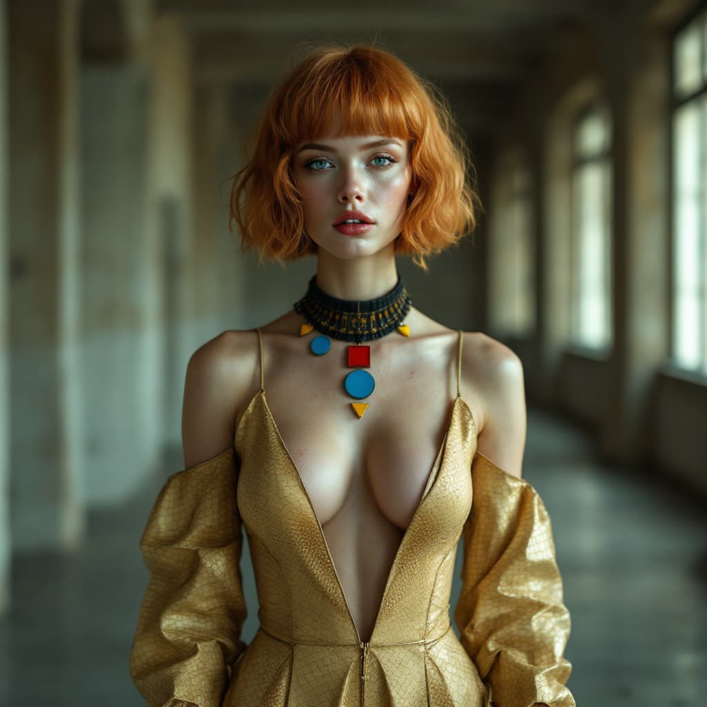 AI generated: Full body shot, fashion design, featuring an beautiful female model wearing a flamboyant fancy fashi...