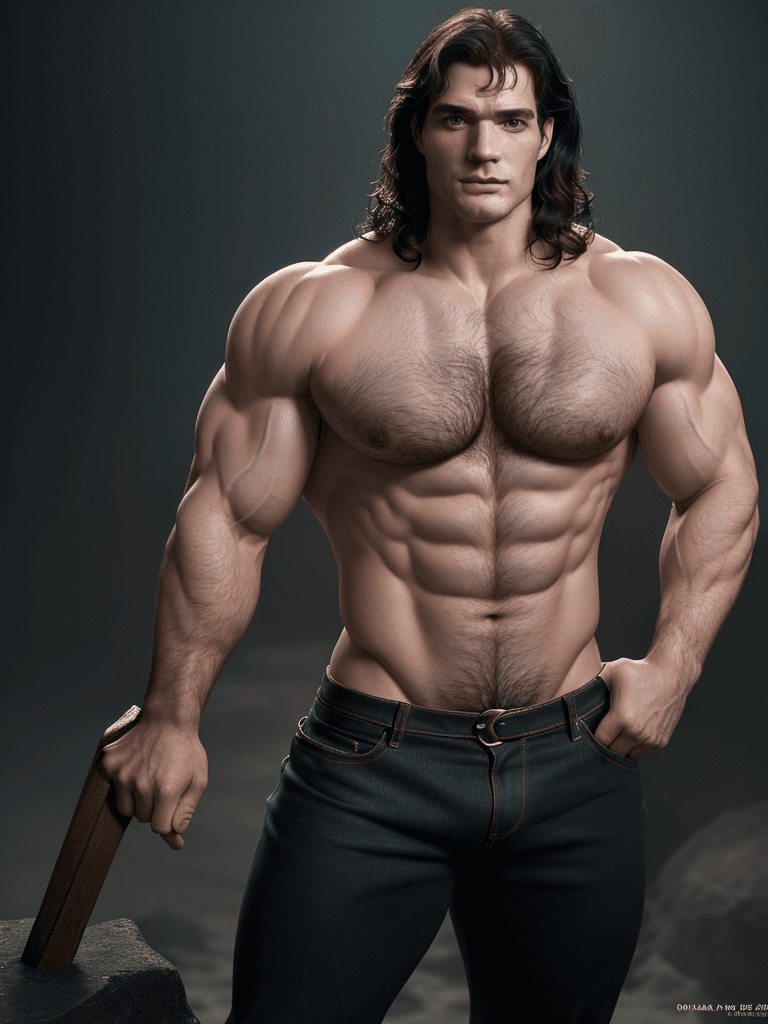 AI generated: Henry Cavill ((full nude frontal body)), big muscles and big boner, in his thirties, fully unclothed...