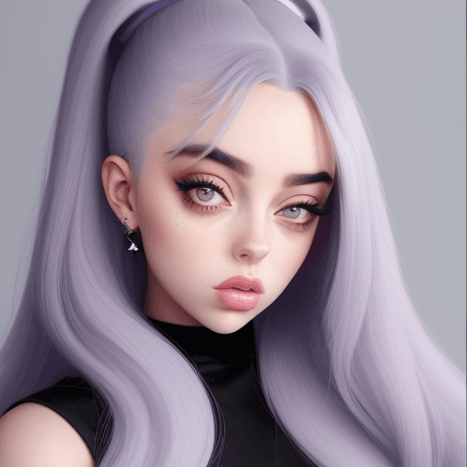 AI generated: She is a mix of angelina joli beauty and billie eilish beauty she is dressing like ariana grande